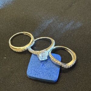 White Gold wedding ring set, Natural Diamonds 1.51 total karat weight